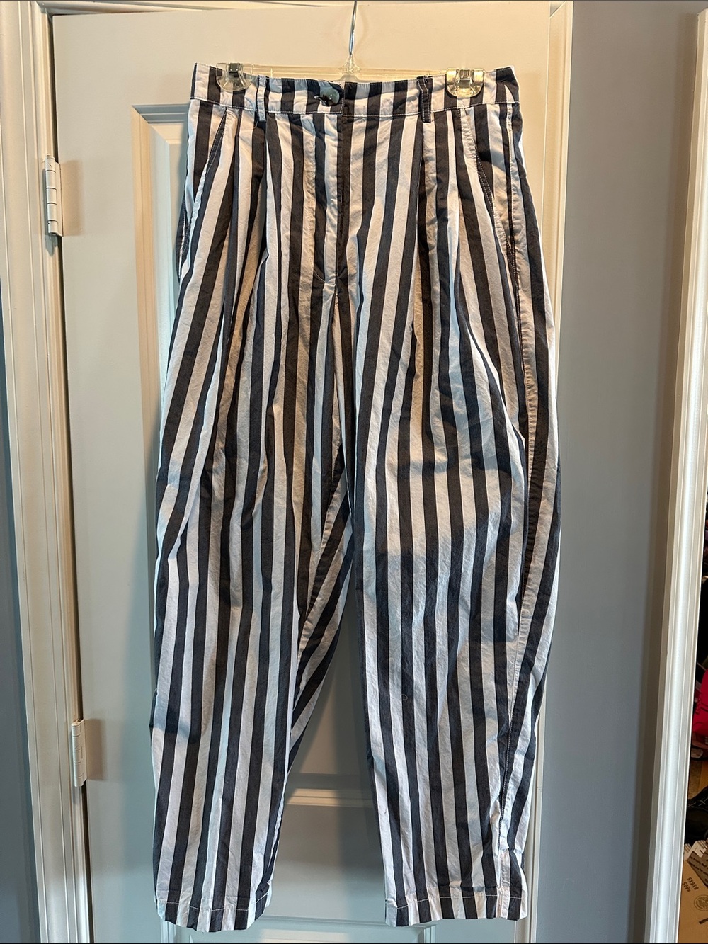 Urban Outfitters Black and White Striped Straight-Leg Pants